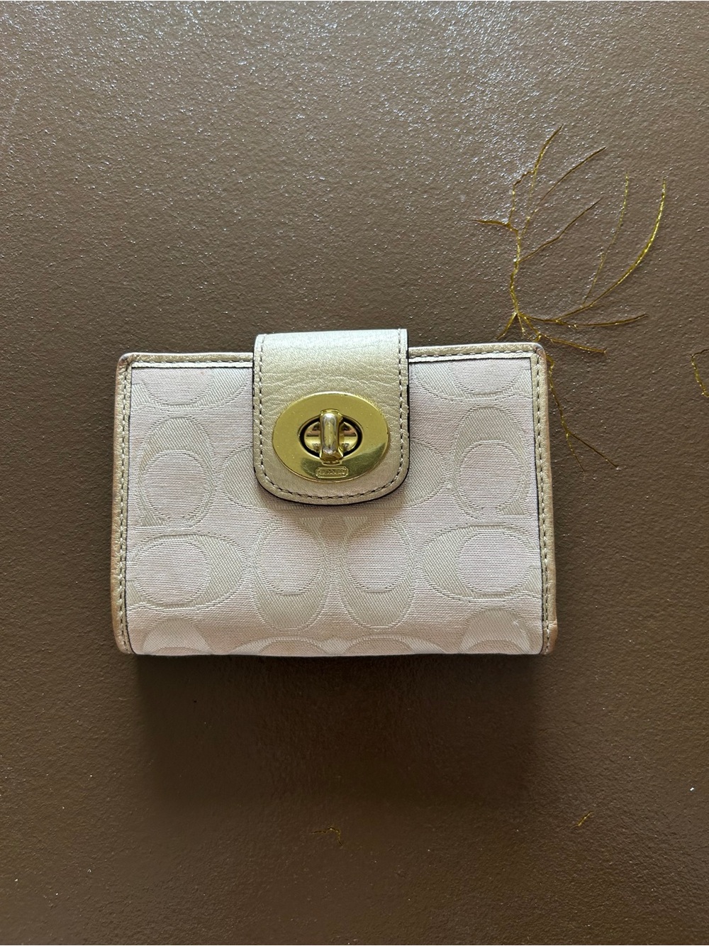 Coach Small Signature Wallet in Chalk and Gold